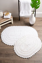 Load image into Gallery viewer, DII Ultra Soft Spa Cotton Crochet Oval Bath Mat or Rug Place in Front of Shower, Vanity, Bath Tub, Sink, and Toilet, 17 x 24&quot; - White
