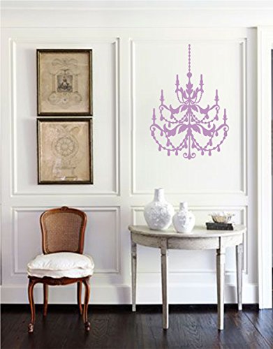Large Chandelier Peel & Stick Wall Sticker Antique Design Vinyl Decal DIY Home Decor Art (Lilac, 48x33 inches)