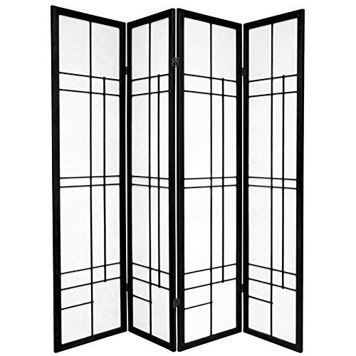 Oriental Furniture 6 ft. Tall Eudes Shoji Screen - Black - 4 Panels