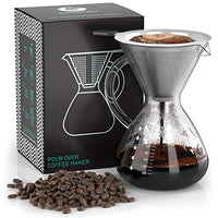 Coffee Gator Paperless Pour Over Coffee Dripper Brewer, 27oz, Clear