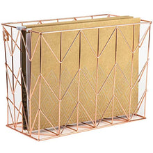 Load image into Gallery viewer, U Brands Hanging File Desk Organizer, Wire Metal, Copper/Rose Gold - 854U02-06
