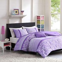 Mi Zone Kids Comforter Set Fun Bedroom Dcor - Modern All Season Polka Dot Print, Vibrant Color Cozy Bedding Layer, Matching Sham, Decorative Pillow, Twin/Twin XL, Floral Purple 3 Piece