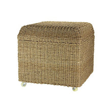 Load image into Gallery viewer, Household Essentials Rolling Seagrass Wicker Storage Seat

