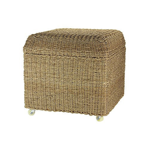 Household Essentials Rolling Seagrass Wicker Storage Seat