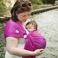 Beachfront Baby - Versatile Water & Warm Weather Ring Sling Baby Carrier | Made in USA with Safety Tested Fabric & Aluminum Rings | Lightweight, Quick Dry & Breathable (Passionberry, One Size)