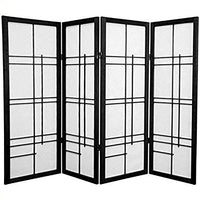 Oriental Furniture 4 ft. Tall Eudes Shoji Screen - Black - 4 Panels