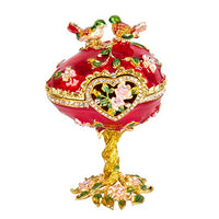 QIFU-Hand Painted Enameled Faberge Egg Style Decorative Hinged Jewelry Trinket Box Unique Gift For Home Decor