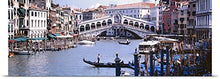 Load image into Gallery viewer, GREATBIGCANVAS Entitled Bridge Across a River, Rialto Bridge, Grand Canal, Venice, Italy Poster Print, 90&quot; x 30&quot;, Multicolor
