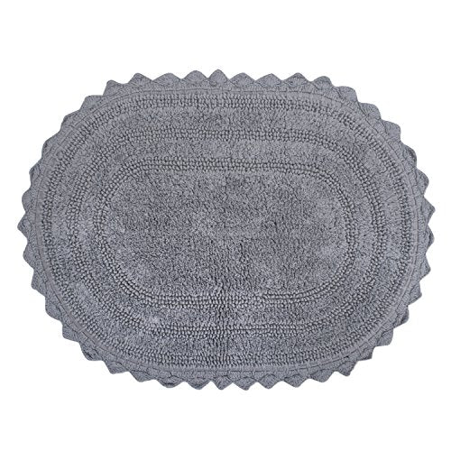 DII Ultra Soft Spa Cotton Crochet Oval Bath Mat or Rug Place in Front of Shower, Vanity, Bath Tub, Sink, and Toilet, 17 x 24