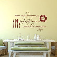 Load image into Gallery viewer, MairGwall Religious Kitchen Quotes Words Christian Vinyl Wall Decal Restaurant Mural Lettering Decor Saying Bless The Food Before Us The Family Beside Us The Love Between Us(Medium,Brown
