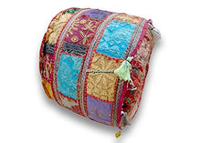 Load image into Gallery viewer, NANDNANDINI -Bohemian Patch Work Pouf Ottoman,Traditional Vintage Indian Pouf Floor Stool/Foot Stool, Christmas Decorative Chiar Ottoman Cover,100% Cotton Art Decor Cushion Cover Pouf

