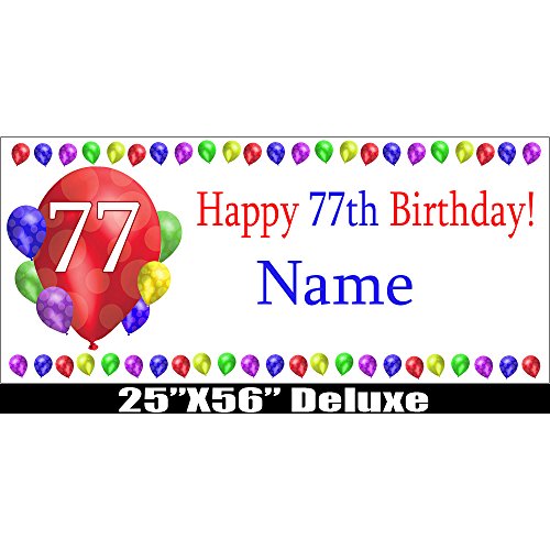 77TH Birthday Balloon Blast Deluxe Customizable Banner by Partypro