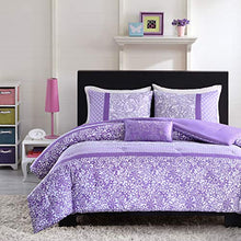Load image into Gallery viewer, Mi Zone Kids Comforter Set Fun Bedroom Dcor - Modern All Season Polka Dot Print, Vibrant Color Cozy Bedding Layer, Matching Sham, Decorative Pillow, Twin/Twin XL, Floral Purple 3 Piece
