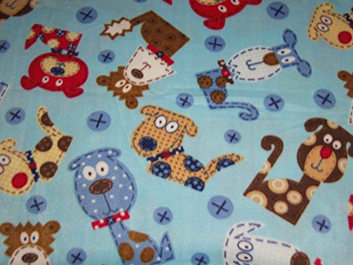 Paw Prints Dog Print Hand Tied Fleece Baby Pet Dog Blankets by Scrunchies by Sherry (Blue)