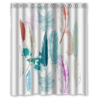 Fashion Design Waterproof Polyester Fabric Bathroom Shower Curtain Standard Size 60(w)x72(h) with Shower Rings - The Beautiful Colorful Feathers