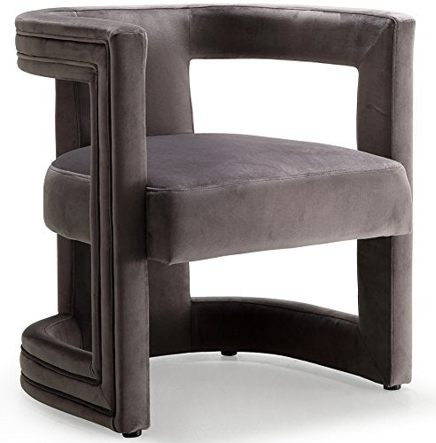 Meridian Furniture Blair Collection Modern | Contemporary Velvet Accent Chair with Upholstered Barrel Design, 26