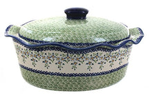 Load image into Gallery viewer, Blue Rose Polish Pottery Summer Vine Large Oval Baker with Lid
