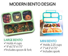 Load image into Gallery viewer, Leakproof Bento-Box Lunch-Boxes for Women, Kids. Large Green 4 Compartments and Mini Blue 3 Compartment Containers for Lunches, Snacks. BPA Free Set of 2.
