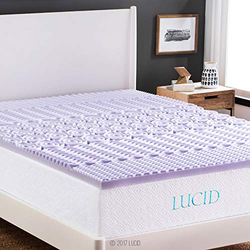 LUCID 2 Inch 5 Zone Lavender Memory Foam Mattress Topper - Twin