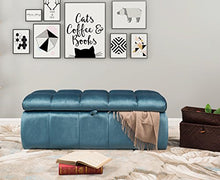 Load image into Gallery viewer, Iconic Home Chagit Bench Velvet Tufted Storage Ottoman, Blue
