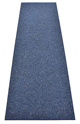 Tough Collection Custom Size Roll Runner Blue 27 in or 36 in Wide x Your Length Choice Slip Resistant Rubber Back Area Rugs and Runners (Blue, 36 in x 10 ft)