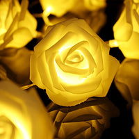 Yellow 20 LED Rose Flower Lights Lamp Garden Party Decorative Lights by 24/7 store