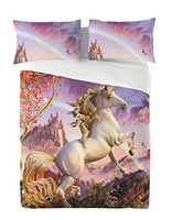 Awesome Unicorn US Twin / Double Bed Duvet Cover Set, Young Girls Bedroom Pink Room Decor, Artwork by David Penfound
