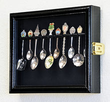 Load image into Gallery viewer, 10 Spoon Display Case Cabinet Wall Mount Rack Holder w/98% UV Protection Lockable, Black
