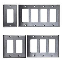 Brushed Stainless Steel Outlet Cover Rocker Switch Wall Plates Decorator Metal (1 Gang)