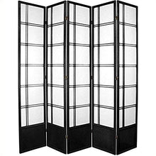 Load image into Gallery viewer, Oriental Furniture 7 ft. Tall Double Cross Shoji Screen - Black - 5 Panels
