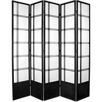 Oriental Furniture 7 ft. Tall Double Cross Shoji Screen - Black - 5 Panels