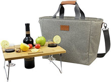 Load image into Gallery viewer, INNO STAGE 40L Large Insulated Cooler Tote, XL Portable Wine Carrier Bag Picnic Cooler Bag with Portable Bamboo Wine Snack Table with 2 Positions - Best Fathers Day Gift
