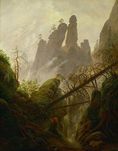 Load image into Gallery viewer, Rocky Ravine by Caspar David Friedrich. 100% Hand Painted. Oil On Canvas. High Quality Reproduction (Unframed and Unstretched). Painting Size 48x61 inch.
