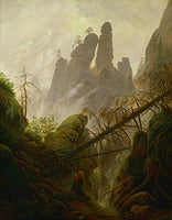 Rocky Ravine by Caspar David Friedrich. 100% Hand Painted. Oil On Canvas. High Quality Reproduction (Unframed and Unstretched). Painting Size 48x61 inch.