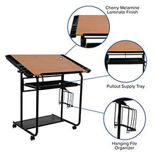 Load image into Gallery viewer, Flash Furniture Adjustable Drawing and Drafting Table with Black Frame and Dual Wheel Casters
