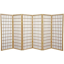 Load image into Gallery viewer, Oriental Furniture 4 ft. Tall Window Pane Shoji Screen - Natural - 6 Panels
