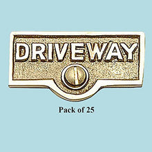Load image into Gallery viewer, 25 Switch Plate Tags DRIVEWAY Name Signs Labels Brass | Renovator&#39;s Supply
