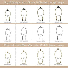 Load image into Gallery viewer, Royal Designs, Inc. HA-1001-8.5BR-2 Heavy Duty Lamp Harp Finial And Lamp Harp Holder Set, 8.5&quot;, Polished Brass
