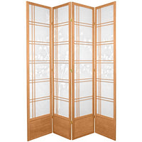 Oriental Furniture 7 ft. Tall Bamboo Tree Shoji Screen - Natural - 4 Panels