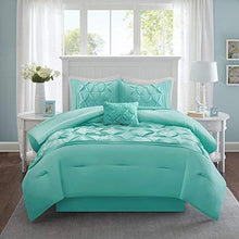 Load image into Gallery viewer, Comfort Spaces Cavoy Ultra Soft Hypoallergenic Microfiber Tufted Pattern 5 Piece Comforter Set Bedding, Queen, Aqua
