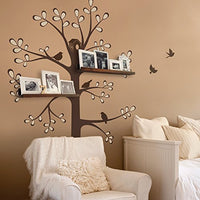 Modern Shelving Tree Wall Sticker with Birds-by Simple Shapes (Standard Size (Approx): 55