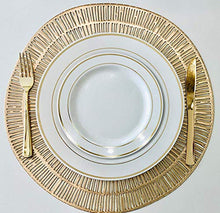 Load image into Gallery viewer, &quot; OCCASIONS&quot; 120 Plates Pack, Heavyweight Disposable Wedding Party Plastic Plates (6.25&#39;&#39; Dessert/Bread Plate, White &amp; Gold Rim)

