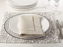 Load image into Gallery viewer, SARO LIFESTYLE Collection Solid Color Poly and Linen Blend Toscana Napkins with Hemstitch Border (Set of 12), 20&quot;, Natural, 12 Pieces
