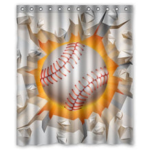 Load image into Gallery viewer, Baseball Hit The Wall- Personalize Custom Bathroom Shower Curtain Waterproof Polyester Fabric 60(w)x72(h) Rings Included
