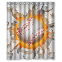 Baseball Hit The Wall- Personalize Custom Bathroom Shower Curtain Waterproof Polyester Fabric 60(w)x72(h) Rings Included