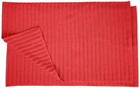 Superior Striped Bath Mat 2-Pack, 100% Combed Cotton, Luxury Spa Ribbed Texture, Durable and Washable Bathroom Mats - Cranberry, 22