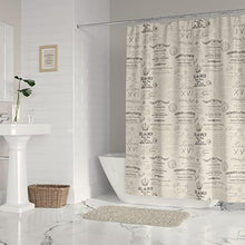 Load image into Gallery viewer, Levtex home - Histoire - Shower Curtain (72x72in.) with Button Holes - Script - Charcoal and Cream
