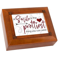 Cottage Garden Smile is The Prettiest Thing You can Wear Woodgrain Embossed Tea Storage Jewelry Box
