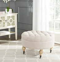 Safavieh Home Collection Clara Taupe Round Tufted Ottoman