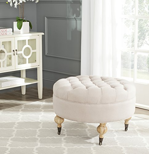 Safavieh Home Collection Clara Taupe Round Tufted Ottoman